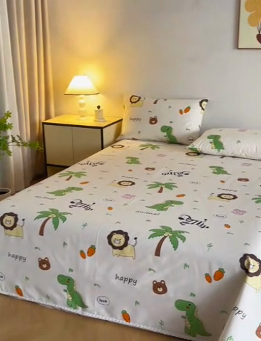 91家纺网 家纺一手货源 找家纺 棉乐町 2025新款五幅段床单 动物乐园