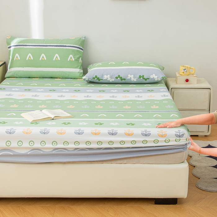 91家纺网 家纺一手货源 找家纺 首爱 2025新款五幅段床笠 清新花开