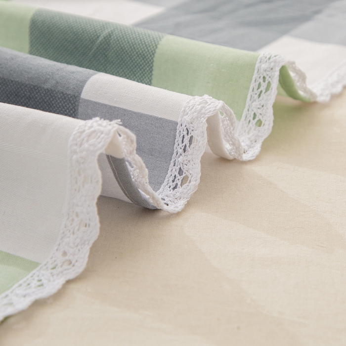 91家纺网 家纺一手货源 找家纺 棉乐町 2025新款五幅段床单 绿白格