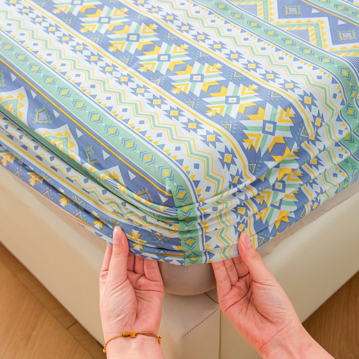 91家纺网 家纺一手货源 找家纺 棉乐町 2025新款五幅段床笠民族风