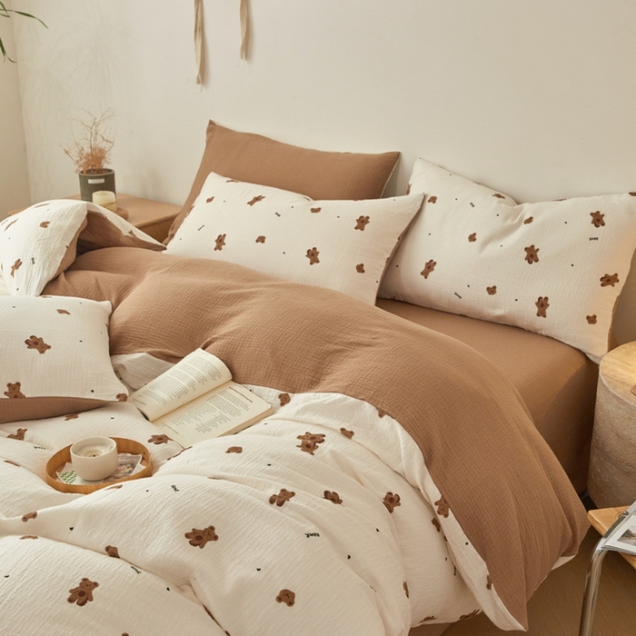 91家纺网 家纺一手货源 找家纺 （总）618家纺 2025新款A类母婴级全棉三层纱皱皱纱纯棉四件套