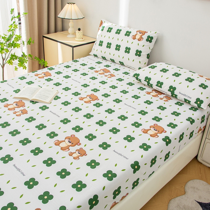 91家纺网 家纺一手货源 找家纺 棉乐町 2025新款五幅段床笠小棕熊