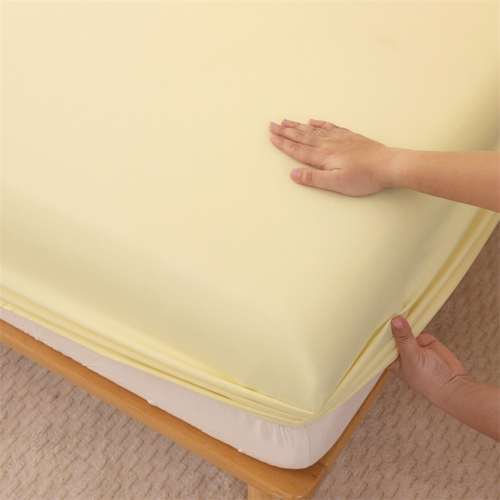 91家纺网 家纺一手货源 找家纺 优迈 2025新款水洗棉亲肤磨毛纯色单品系列单床笠单枕套三件套 芝士