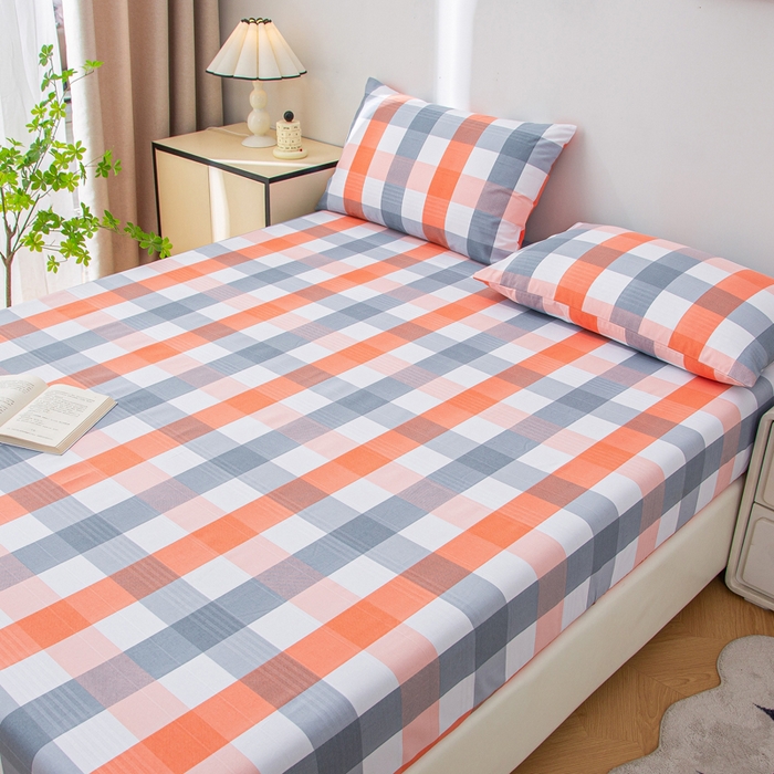 91家纺网 家纺一手货源 找家纺 金泰莱 2025新款五幅段床笠 粉白格