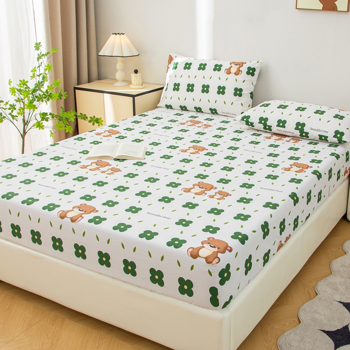 91家纺网 家纺一手货源 找家纺 首爱 2025新款五幅段床笠 小棕熊