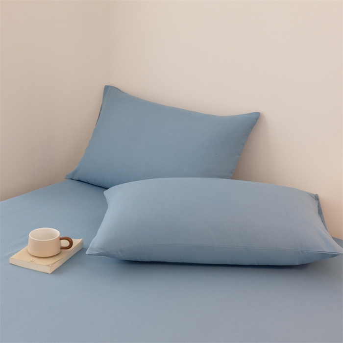 91家纺网 家纺一手货源 找家纺 （总）优迈 2025新款水洗棉亲肤磨毛纯色单品系列单床笠单枕套三件套