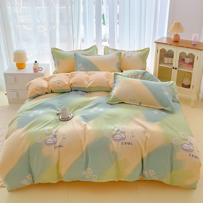 91家纺网 家纺一手货源 找家纺 梦卓家纺 2025新款小清新植物羊绒印花单被套 彩色琉璃