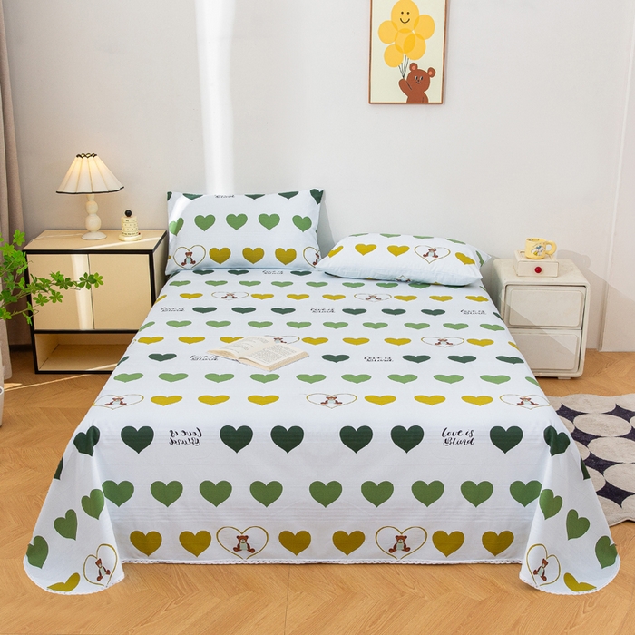 91家纺网 家纺一手货源 找家纺 首爱 2025新款五幅段床单 心心熊