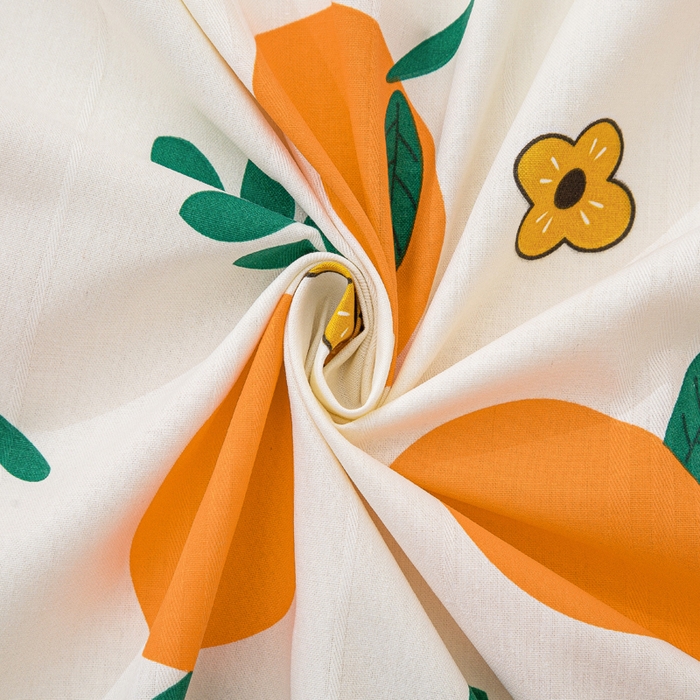 91家纺网 家纺一手货源 找家纺 首爱 2025新款五幅段床单 橘子红了