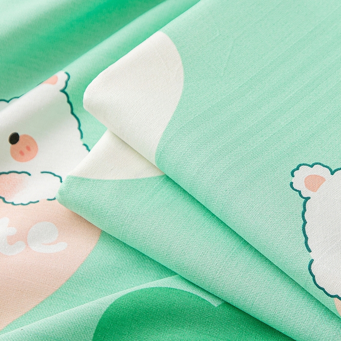 91家纺网 家纺一手货源 找家纺 首爱 2025新款五幅段床单 兔兔心情