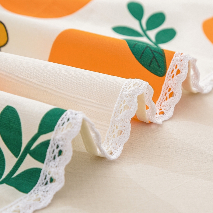 91家纺网 家纺一手货源 找家纺 棉乐町 2025新款五幅段床单 橘子红了