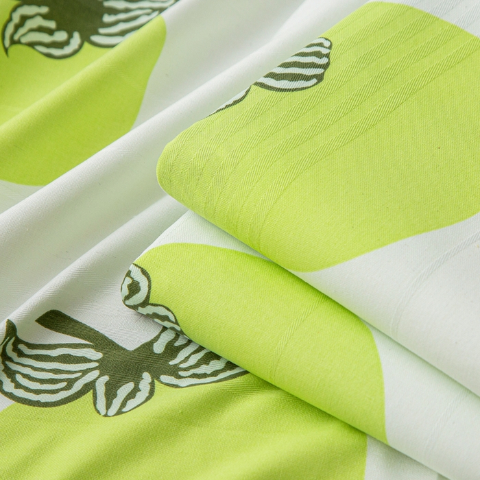 91家纺网 家纺一手货源 找家纺 首爱 2025新款五幅段床单 绿柿子