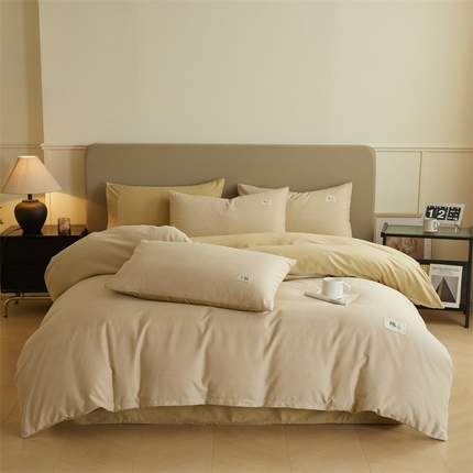 91家纺网 家纺一手货源 找家纺 （总）悦织湾家纺 2025春秋新款纯色全棉纯棉磨毛四件套床单枕套被套三四件套