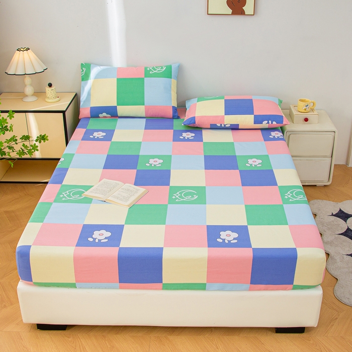 91家纺网 家纺一手货源 找家纺 金泰莱 2025新款五幅段床笠 彩格