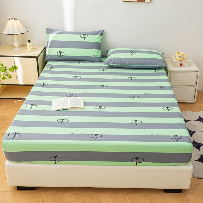 91家纺网 家纺一手货源 找家纺 金泰莱 2025新款五幅段床笠 海军绿