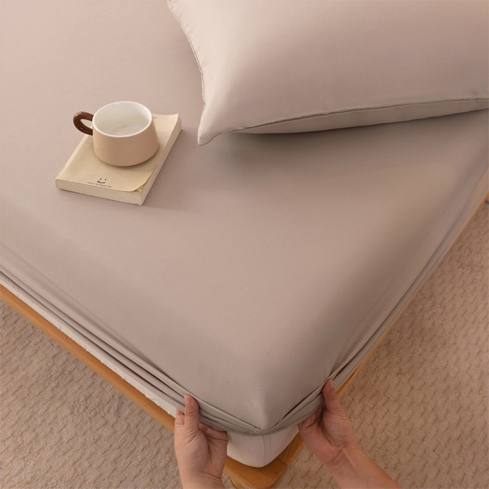 91家纺网 家纺一手货源 找家纺 优迈 2025新款水洗棉亲肤磨毛纯色单品系列单床笠单枕套三件套 卡其