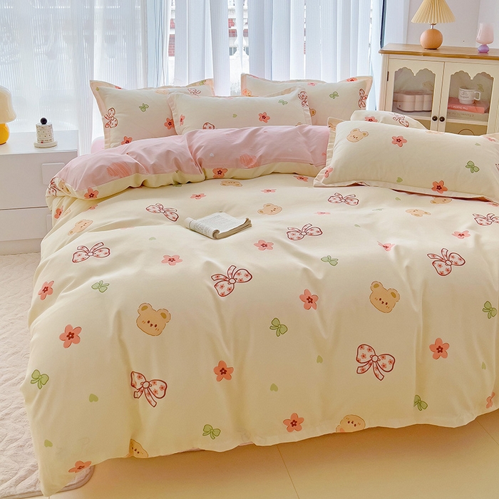 91家纺网 家纺一手货源 找家纺 梦卓家纺 2025新款小清新植物羊绒印花单被套 安迪熊