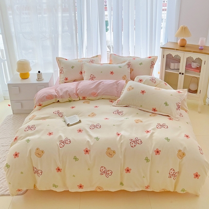 梦卓家纺 2025新款小清新植物羊绒印花单被套 安迪熊