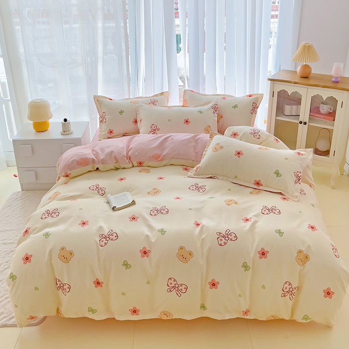 91家纺网 家纺一手货源 找家纺 梦卓家纺 2025新款小清新植物羊绒印花单被套 安迪熊