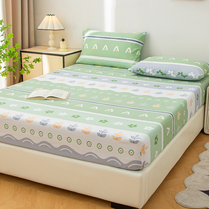 91家纺网 家纺一手货源 找家纺 首爱 2025新款五幅段床笠 清新花开