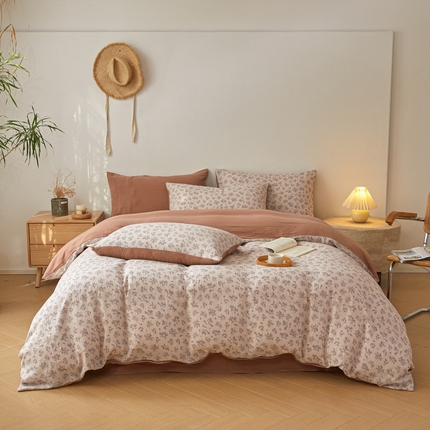 91家纺网 家纺一手货源 找家纺 （总）618家纺 2025新款A类母婴级全棉三层纱皱皱纱纯棉四件套