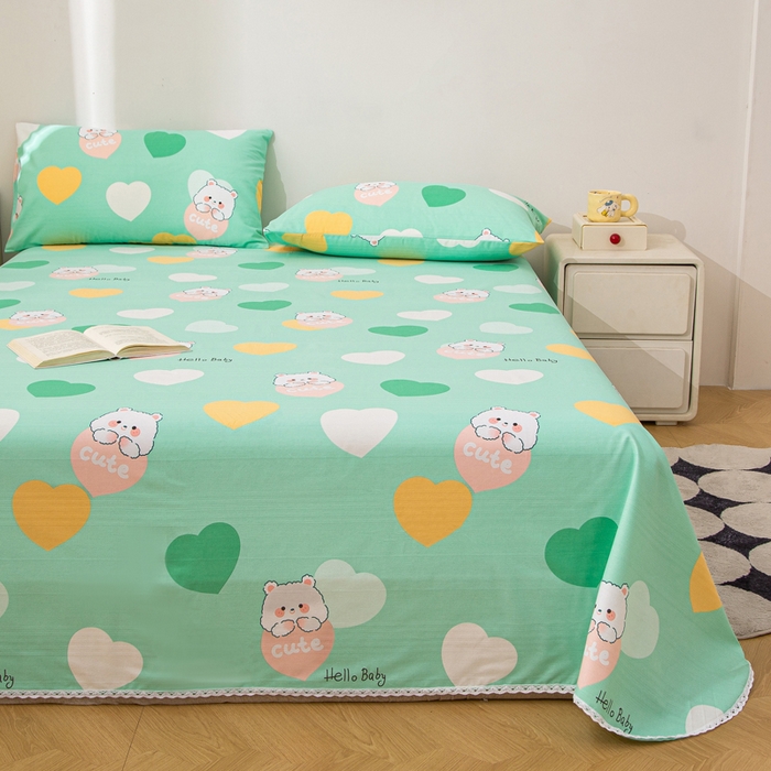 91家纺网 家纺一手货源 找家纺 棉乐町 2025新款五幅段床单 兔兔心情