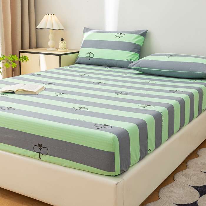 91家纺网 家纺一手货源 找家纺 棉乐町 2025新款五幅段床笠海军绿