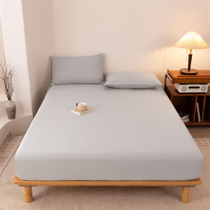 优迈 2025新款水洗棉亲肤磨毛纯色单品系列单床笠单枕套三件套 浅灰