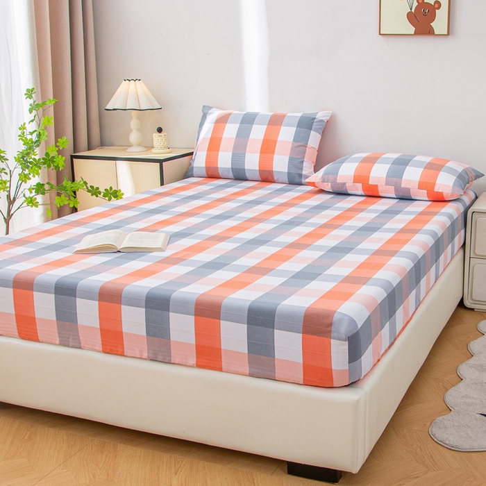 91家纺网 家纺一手货源 找家纺 首爱 2025新款五幅段床笠 粉白格