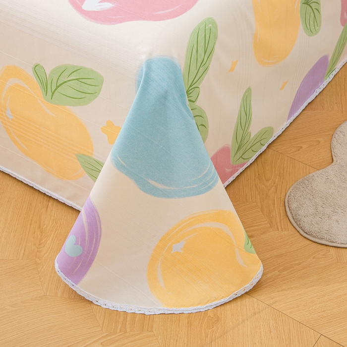 91家纺网 家纺一手货源 找家纺 首爱 2025新款五幅段床单 苹果乐园