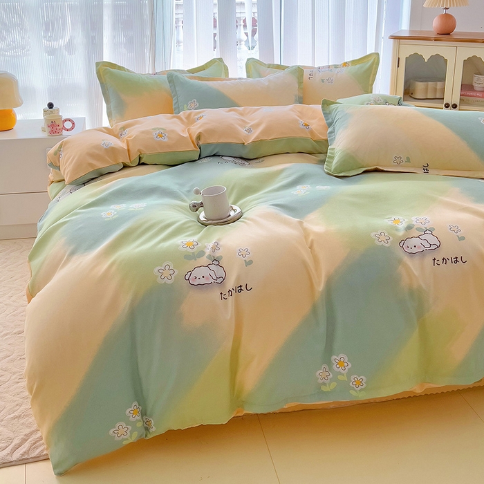 91家纺网 家纺一手货源 找家纺 梦卓家纺 2025新款小清新植物羊绒印花单被套 彩色琉璃