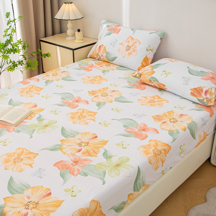 91家纺网 家纺一手货源 找家纺 首爱 2025新款五幅段床笠 花郁悠然