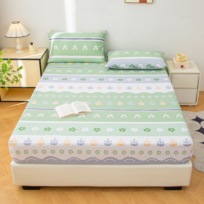 91家纺网 家纺一手货源 找家纺 棉乐町 2025新款五幅段床笠清新花开