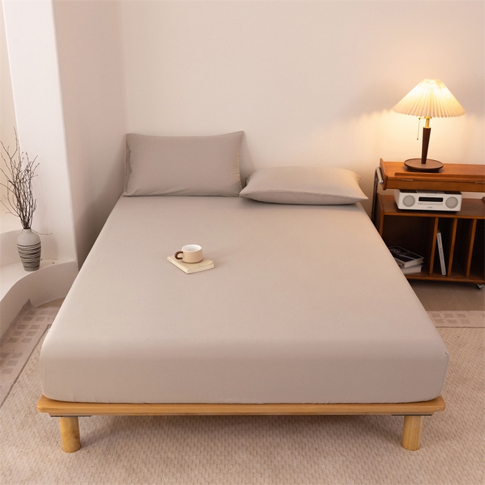 91家纺网 家纺一手货源 找家纺 优迈 2025新款水洗棉亲肤磨毛纯色单品系列单床笠单枕套三件套 卡其