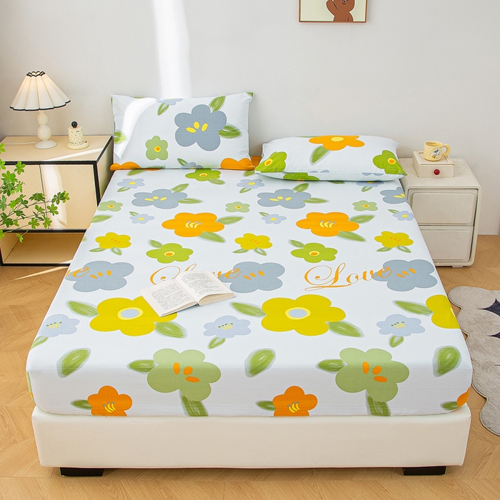 91家纺网 家纺一手货源 找家纺 金泰莱 2025新款五幅段床笠 春意盎然