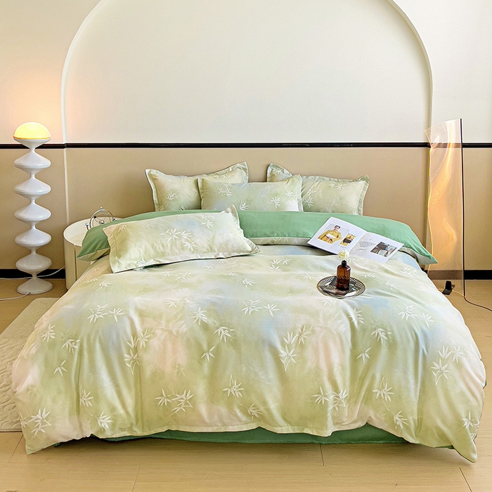 91家纺网 家纺一手货源 找家纺 梦卓家纺 2025新款小清新植物羊绒印花单被套 森林密语