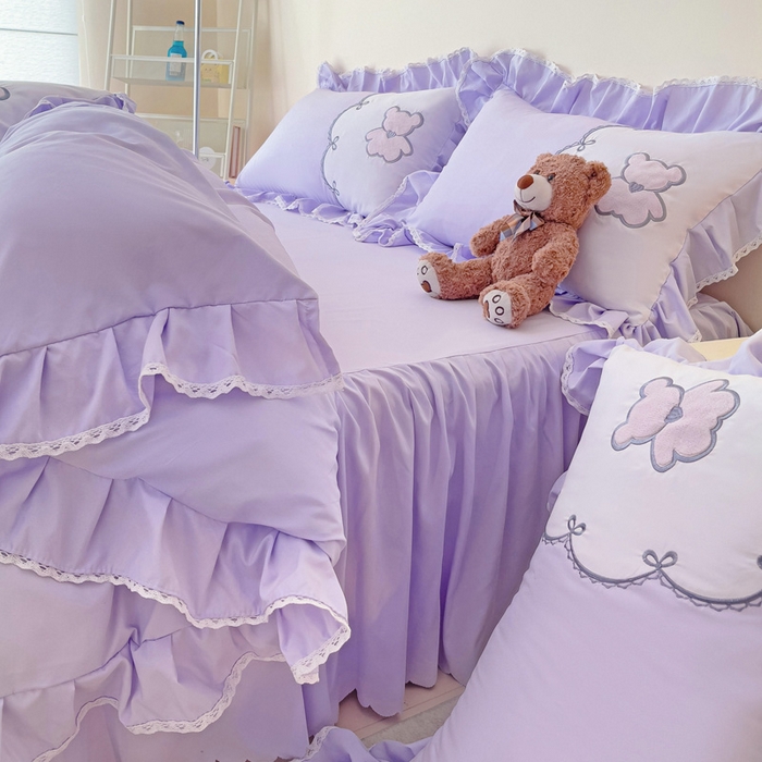 91家纺网 家纺一手货源 找家纺 慕语家纺 2025新款高定贴布绣磨毛四件套-熊小贝 熊小贝-丁香紫