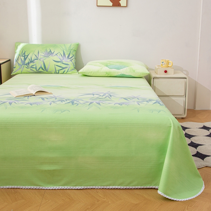 91家纺网 家纺一手货源 找家纺 金泰莱 2025新款五幅段床单 箬竹