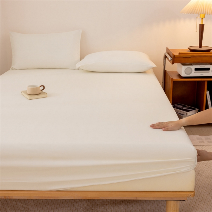 91家纺网 家纺一手货源 找家纺 优迈 2025新款水洗棉亲肤磨毛纯色单品系列单床笠单枕套三件套 纯白