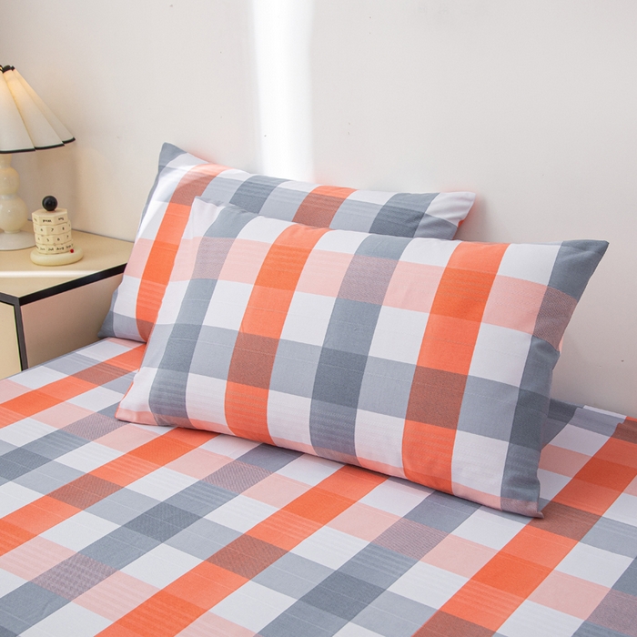 91家纺网 家纺一手货源 找家纺 棉乐町 2025新款五幅段床笠粉白格