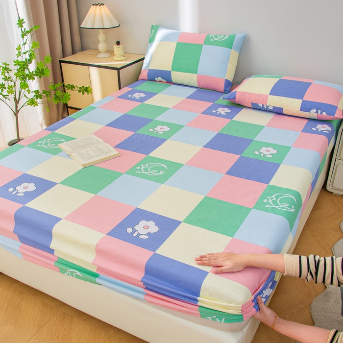 91家纺网 家纺一手货源 找家纺 金泰莱 2025新款五幅段床笠 彩格