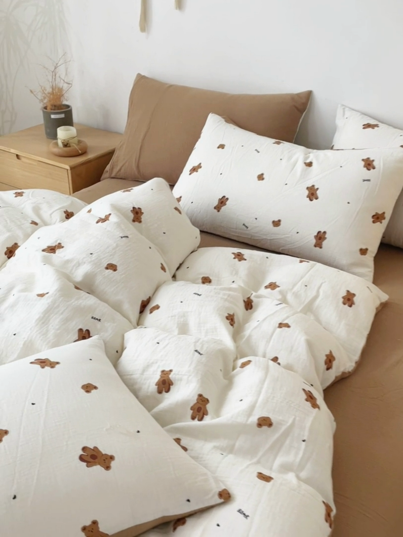 91家纺网 家纺一手货源 找家纺 （总）618家纺 2025新款A类母婴级全棉三层纱皱皱纱纯棉四件套