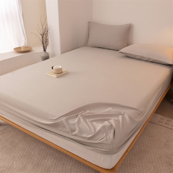 91家纺网 家纺一手货源 找家纺 优迈 2025新款水洗棉亲肤磨毛纯色单品系列单床笠单枕套三件套 卡其