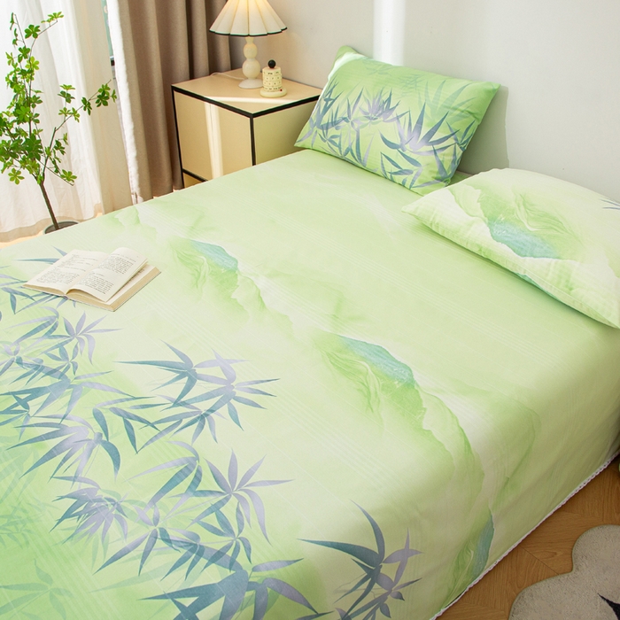 91家纺网 家纺一手货源 找家纺 首爱 2025新款五幅段床单 箬竹