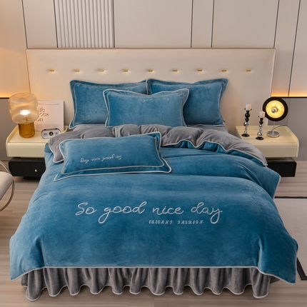 91家纺网 家纺一手货源 找家纺 （总）（买家秀爆款不断货）A类母婴级牛奶绒刺绣四件套珊瑚绒四件套雪花绒四件套刺绣牛奶绒被套四件套床裙四件套