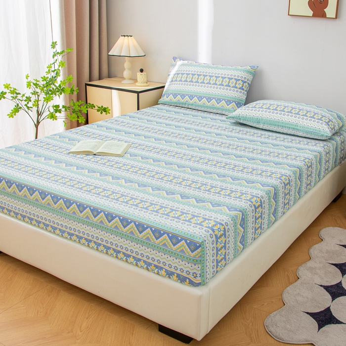 91家纺网 家纺一手货源 找家纺 棉乐町 2025新款五幅段床笠民族风