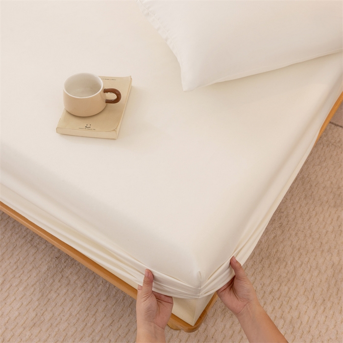 91家纺网 家纺一手货源 找家纺 优迈 2025新款水洗棉亲肤磨毛纯色单品系列单床笠单枕套三件套 纯白