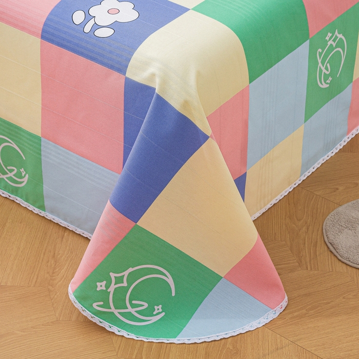 91家纺网 家纺一手货源 找家纺 金泰莱 2025新款五幅段床单 彩格