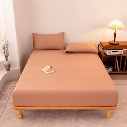 优迈 2025新款水洗棉亲肤磨毛纯色单品系列单床笠单枕套三件套 橘红