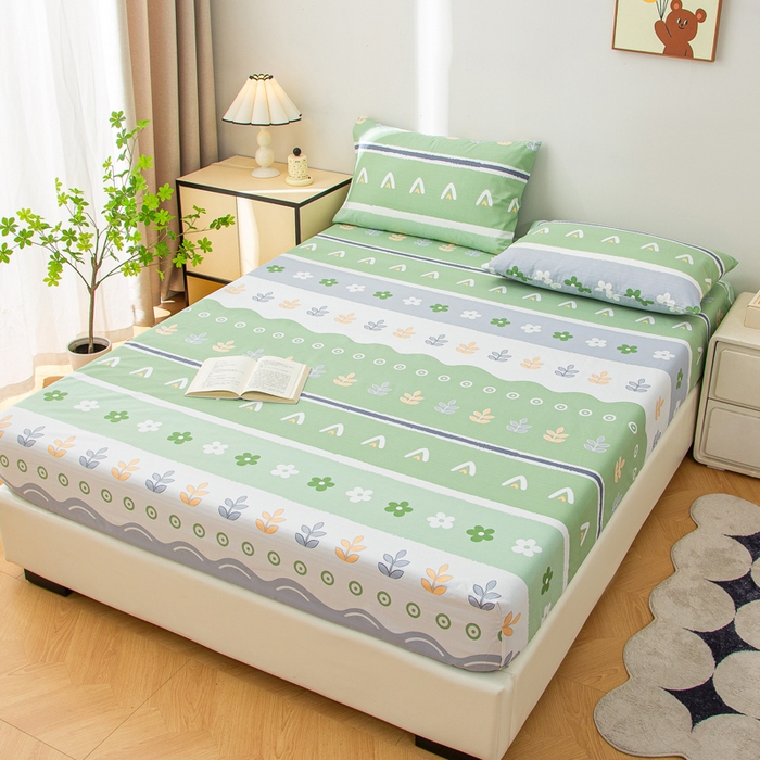 91家纺网 家纺一手货源 找家纺 棉乐町 2025新款五幅段床笠清新花开